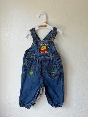 Winnie the Pooh Embroidered Blue Denim Baby Overalls 6-9 months
